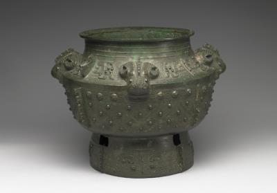 图片[2]-Lei wine vessel with goat-head high reliefs and knob pattern, late Shang dynasty, c. 13th-11th century BCE-China Archive